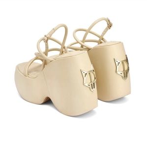 Naked Wolfe Mystery wedge heel platforms in Oat nude W/Box